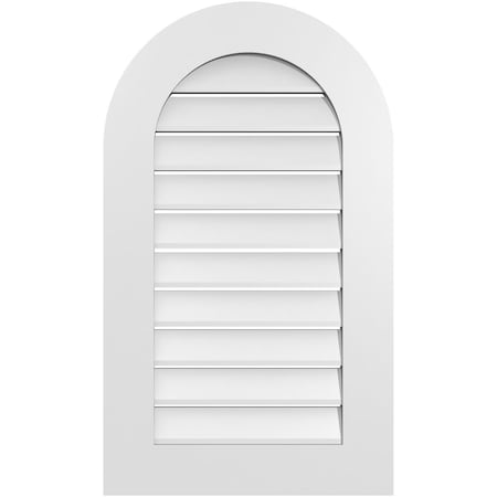 Ekena Millwork Round Top Surface Mount PVC Gable Vent: Functional, w/ 3-1/2"W x 1"P Standard Frame, 20"W x 34"H GVPRT20X3401SF